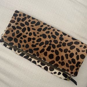 Clare V ICONIC Foldover Clutch in Leopard Spot